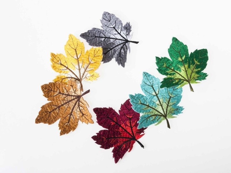 ファッション小物 布製 刺繍風 アクセサリー 飾り ミシン手芸 ワッペン アップリケ#楓の葉セット拍卖