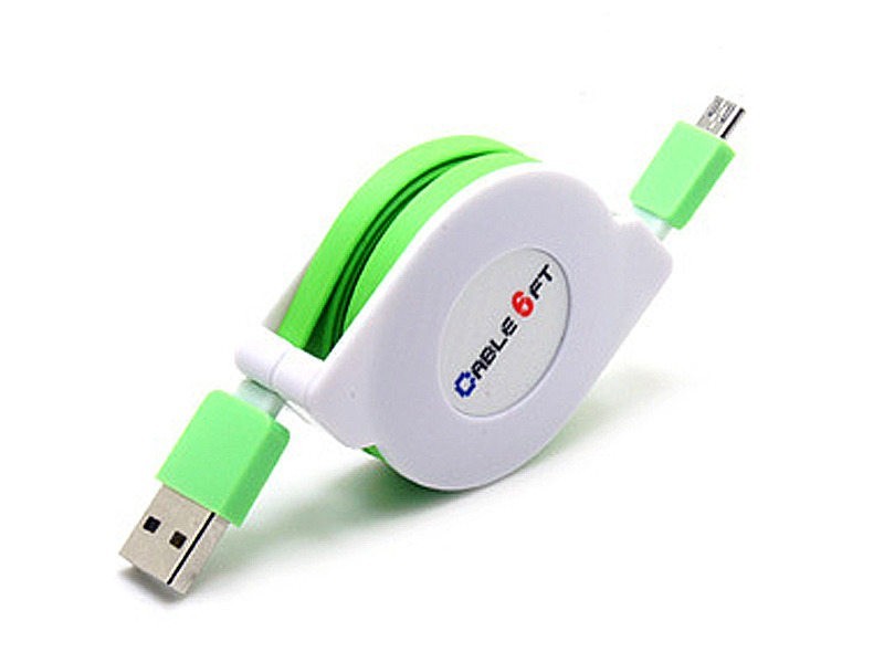 USBケーブル 巻き取り 伸縮タイプ MICRO USB TO USB 充電 データ転送 カラフル SP版#1メートル#グリーン拍卖