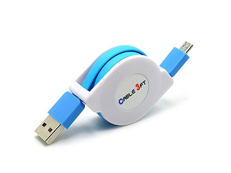 USBケーブル 巻き取り 伸縮タイプ MICRO USB TO USB 充電 データ転送 カラフル SP版#2メートル#ブルー拍卖