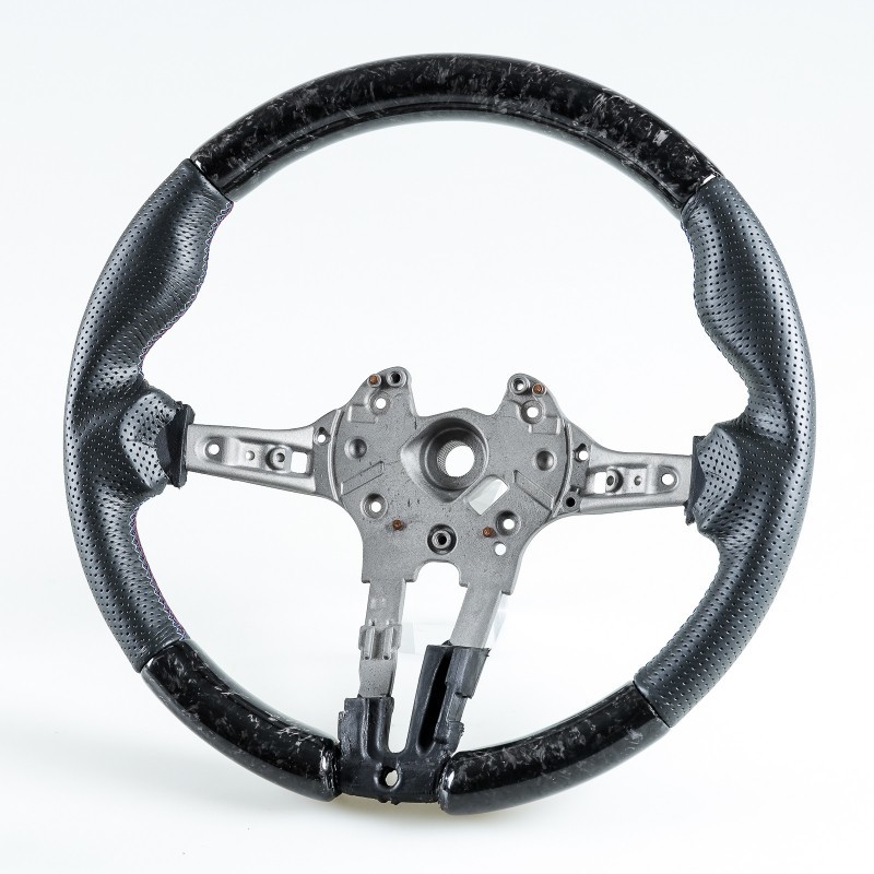BMW用 F80 M3 F82 M4 F87 M2用 スポーツ ステアリング ハンドル Mスタイルステッチ フォージドカーボン×本革パンチングレザー拍卖