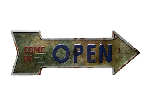 A203 矢印 メタル サイン 金属 ブリキ 看板 プレート 右 方向 OPEN オープン 営業 中 開店 WELCOME ウェルカム 店【15】拍卖
