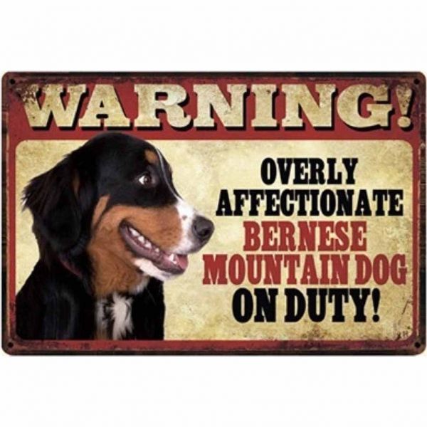 A825 メタル サイン 金属 ブリキ 看板 プレート 店 注意 危険 防犯 動物 ペット 猛 犬 バーニーズ マウンテン ドッグ【2939拍卖