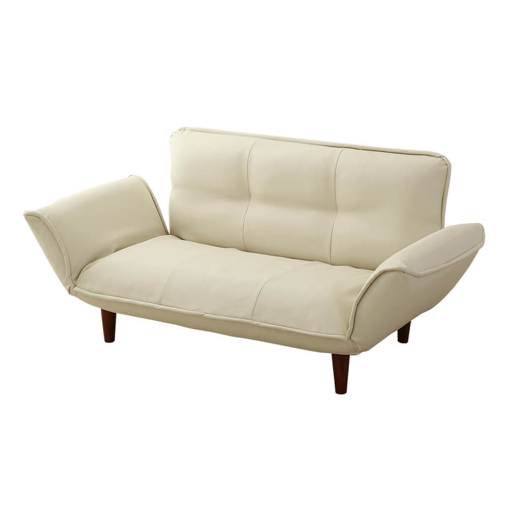 コンパクトカウチソファ【Rugano-ルガーノ-】(ポケットコイル リクライニング レザー風 日本製)SH-07-RGN-IV アイボリー拍卖