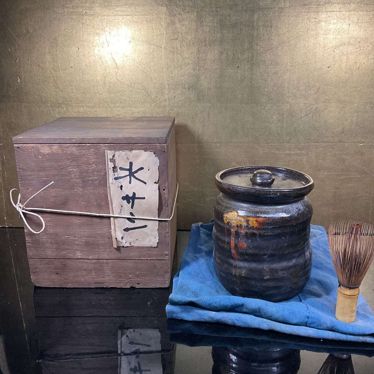 珍品 江戸後期 大橋秋ニ 古瀬戸水指 保管箱 古い茶道具 尾張名工 収ニ 74G-E-3拍卖