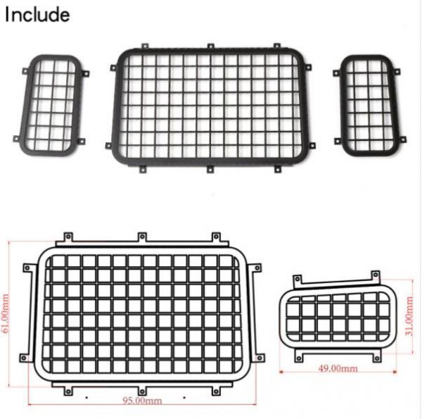 GRC製 #GAX0075B 黒 TRX-4 車種別適合 (#82046-4)TRX-4 Defende ディフェンダーウィンドウガードサイド リアガラスサイド拍卖