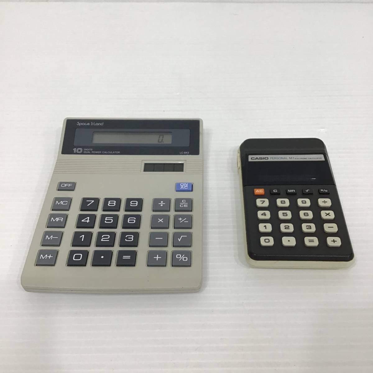 /23R083 1 昭和レトロ電卓 CASIO パーソナルM-1 計算機 LC-843 2個セット ジャンク品拍卖