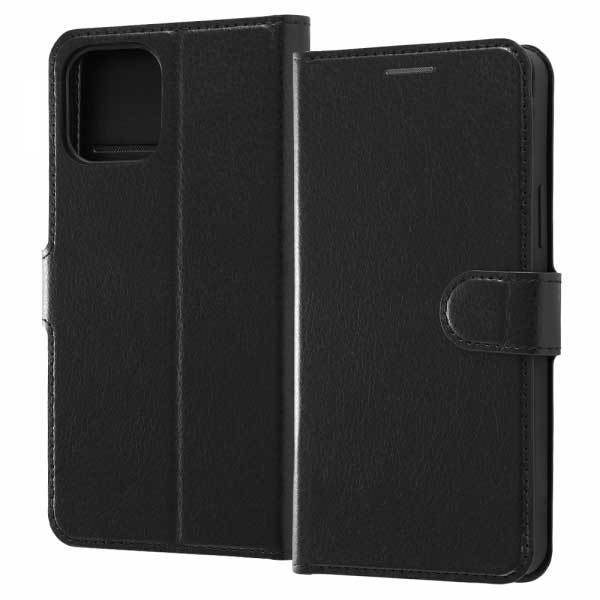 iPhone 12 12Pro 手帳型ケース ブラック ブラック 耐衝撃 手帳カバー カードポケット 収納 スタンド シンプル RT-P27ELC1-BB拍卖