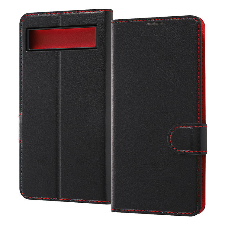 Google Pixel 6a ケース ブラック レッド 手帳型カバー 耐衝撃 マグネット スタンド シンプル オシャレ おしゃれ レイアウト拍卖