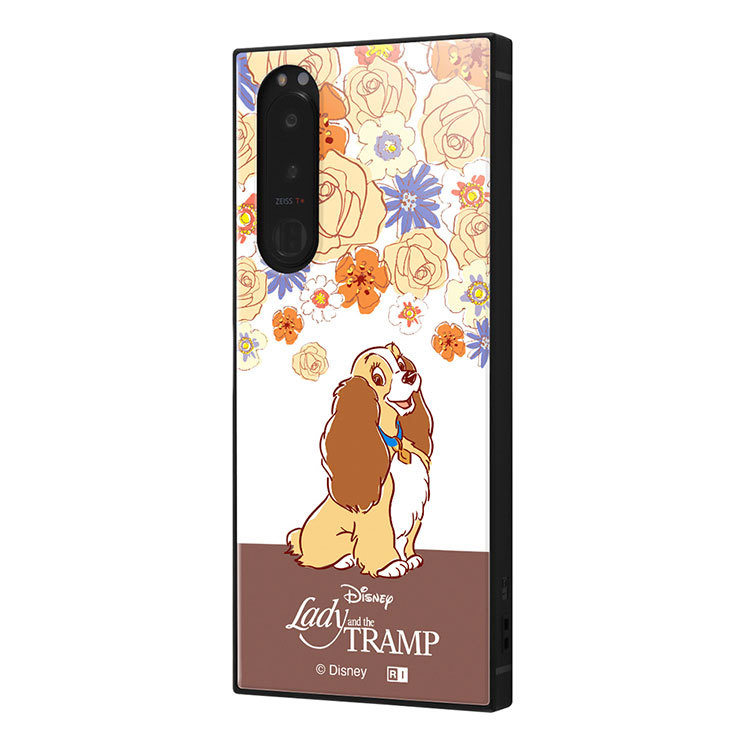 Xperia 5 III ケース ディズニー レディ フラワー カバー 耐衝撃 スクエア 四角 かわいい 可愛い おしゃれ オシャレ シンプル キャラ拍卖
