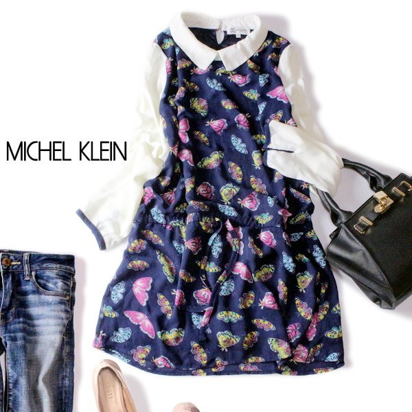 ☆☆ 美品 MICHEL KLEIN ミッシェルクラン ☆☆ 大人可愛い とろみジョーゼット生地 チュニック 38号 M 春 夏 23B04拍卖