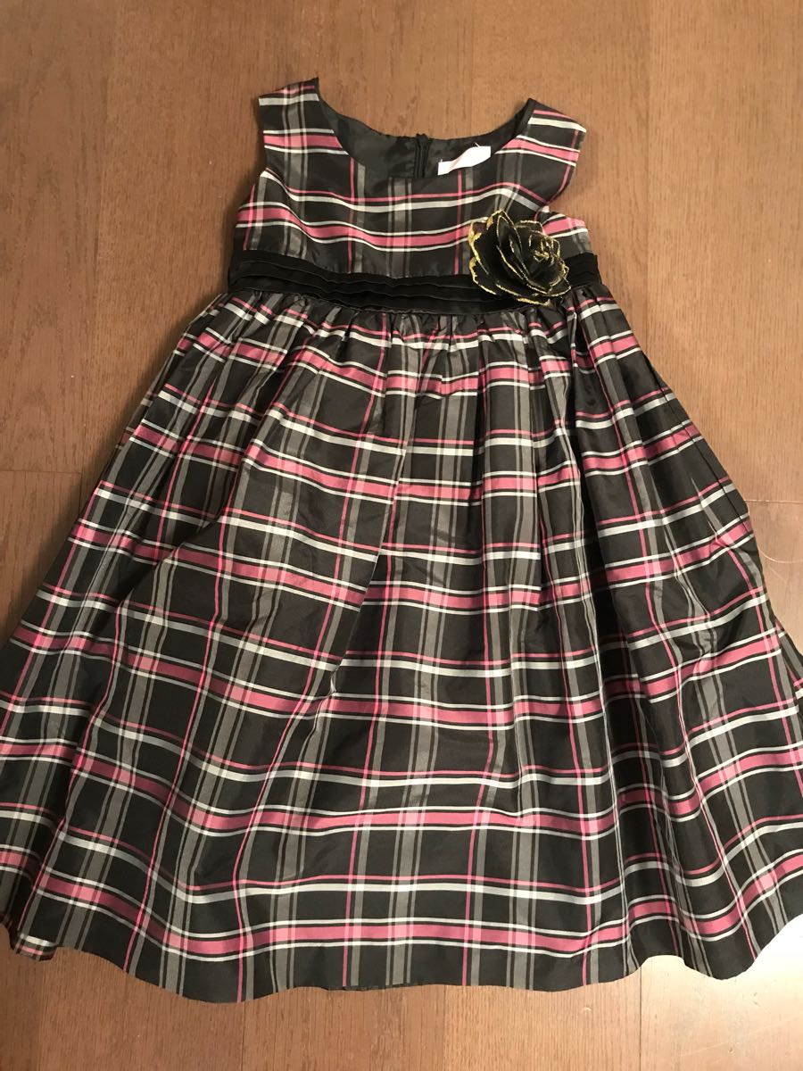 マザーウェイズ ドレス チェック 黒 ブラック ピンク 発表会 結婚式 120 中古 その2拍卖