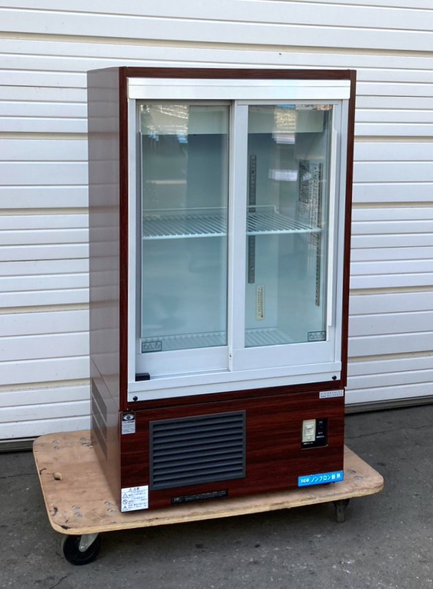 即決 2018年製 大和冷機 221U-11 冷蔵ショーケース 100V スライド扉 小型 中古 ダイワ 厨房機器 木目調 幅600 奥行450拍卖
