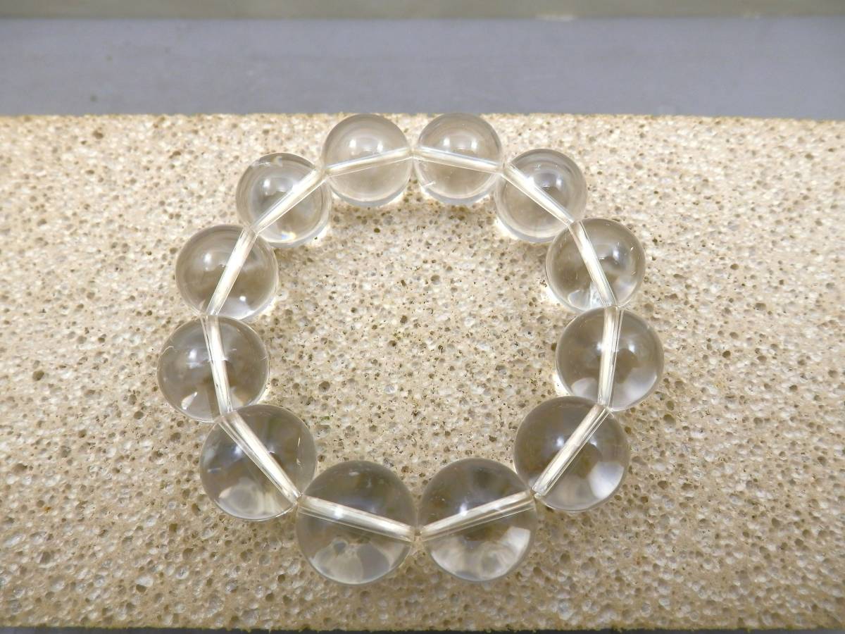天然白水晶 大粒 丸珠ブレス 念珠 パワーストーン 約71g 現状品 売り切り拍卖