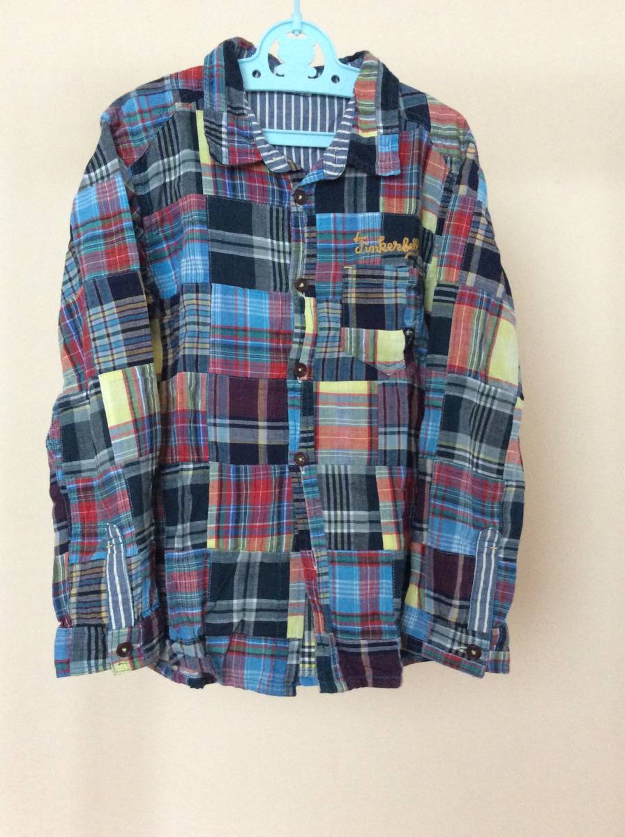 ★ TINKERBELL パッチワーク風 長袖シャツ 140cm ★拍卖
