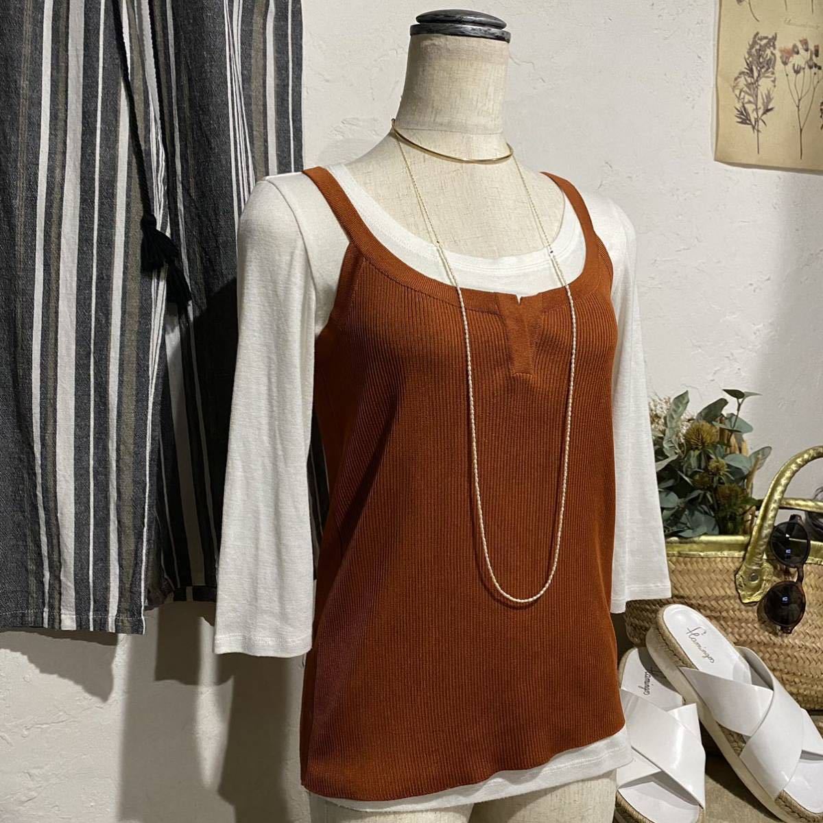 *リブデザインニットキャミソール* リブデザイントップス/キャミソール拍卖