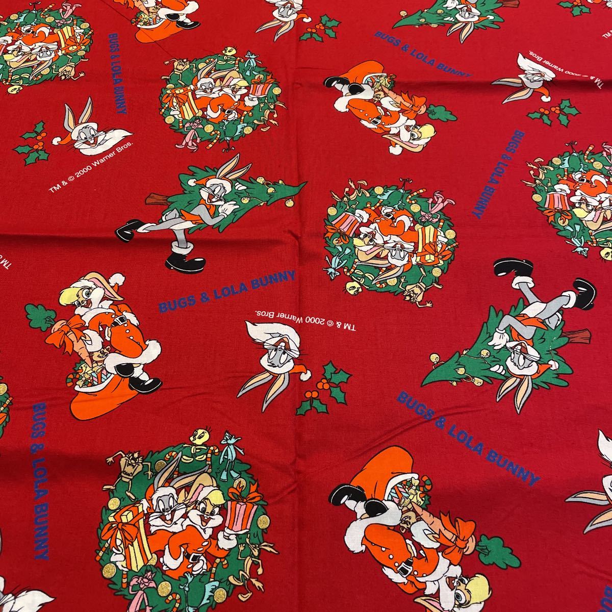 【141】バックスバニー クリスマス 生地はぎれ うさぎ ローラバニー パッチワーク レッド拍卖