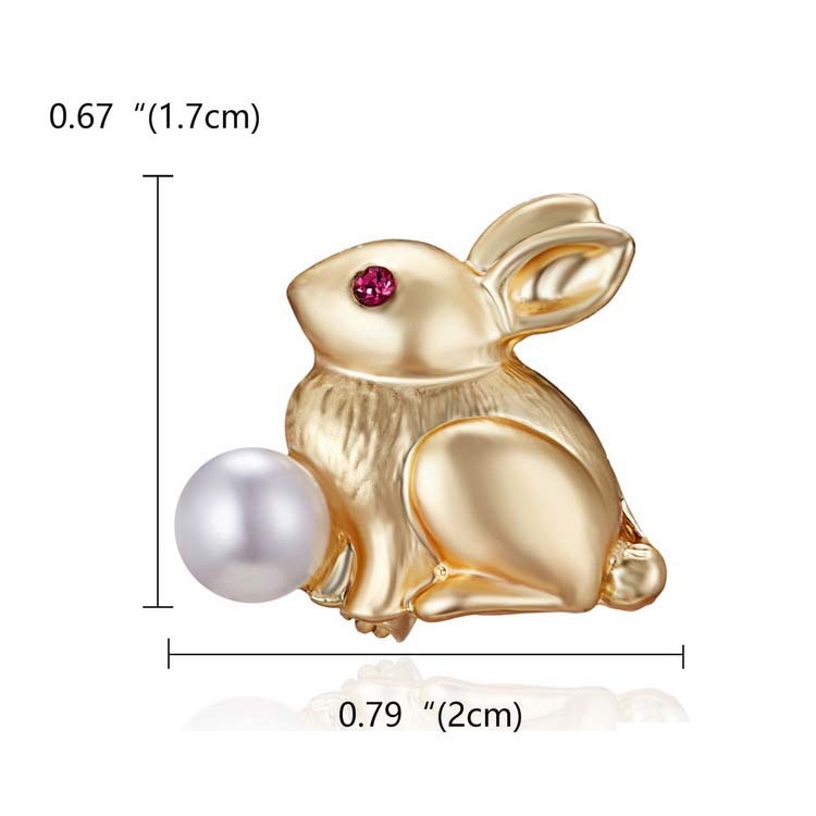 新品 フェイクパール ラインストーン 兎ちゃん ゴールド ブローチ NO.A76拍卖