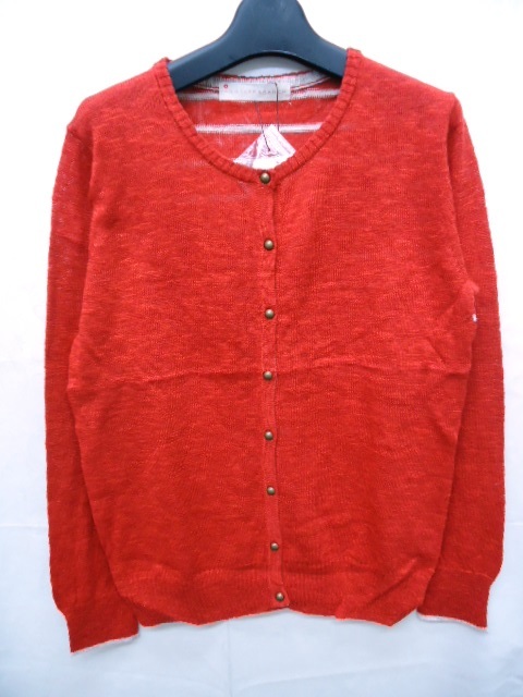 【KCM】nt5-7354100202-15■新品■【ANOTHER BRANCH/アナザーブランチ】後ろボーダー柄カーディガン レッド サイズF拍卖