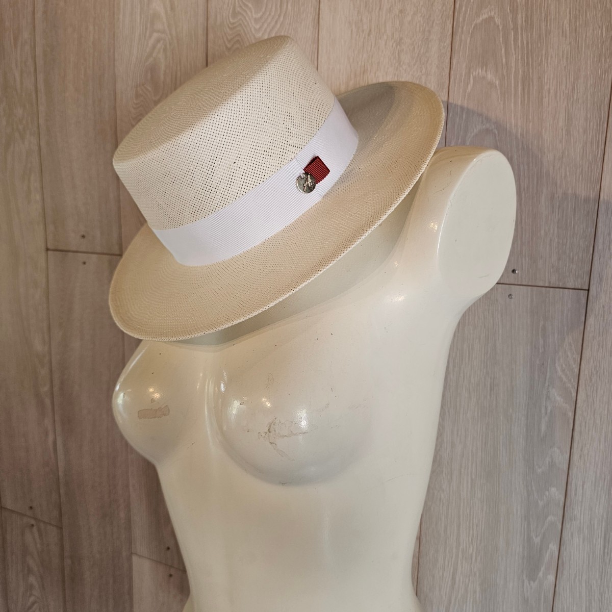 超美品 AURELIA アウレリア BIANCA ビアンカ★麦わら帽子 サイズ調整可能 帽子 夏 日除け拍卖