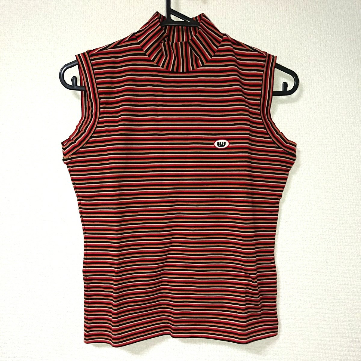 M U SPORTS エムユー スポーツ ミエコ ウエサコ ゴルフ トップス シャツ タンクトップ マルチカラー 赤 黒 緑 オレンジ ボーダー 40拍卖