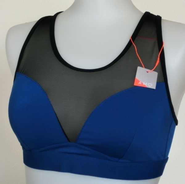 【M】2428A7 青 アモスタイルアクティブ バイ トリンプ メッシュトップスポーツブラ 3,990円 AMSTSP01 P1 JX スポブラ ブルー拍卖