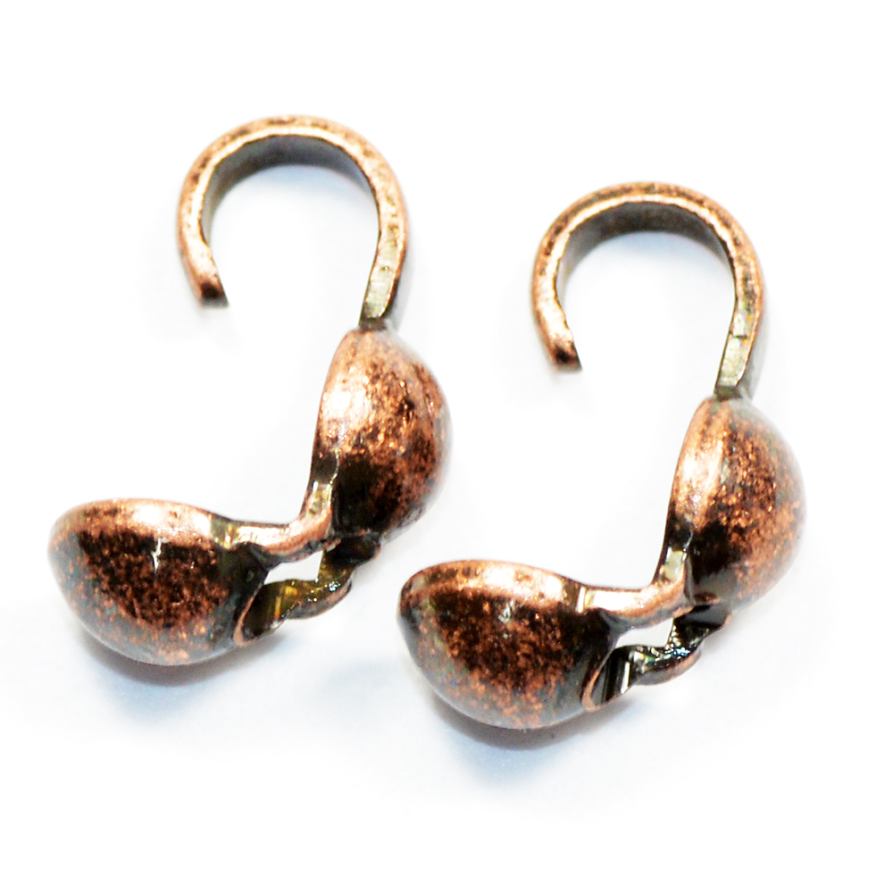 アクセサリーパーツ 金具 ボールチップ 銅古美 ブロンズ 中サイズ 穴大 基礎金具拍卖