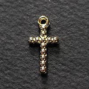 クロス NO.3 十字架パーツ 17×9mm ゴールド 軽いメタル調の樹脂製オーナメントチャーム 5コ入り拍卖
