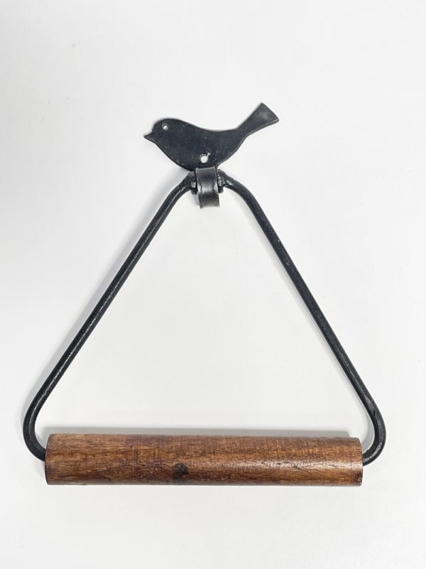 新品 タオルハンガー 鳥 バード アイアン ウッド タオル掛け トライアングル おしゃれ かわいい キッチン 洗面所 トイレ バス インテリア拍卖