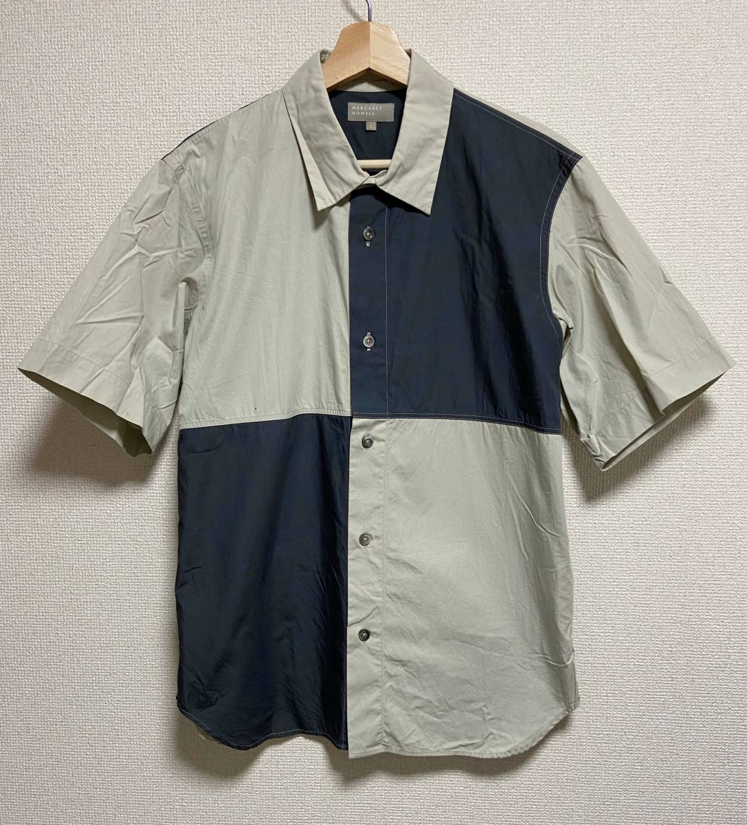 美品 マーガレットハウエル パッチワーク パネル シャツ サイズL MARGARET HOWELL MHL拍卖