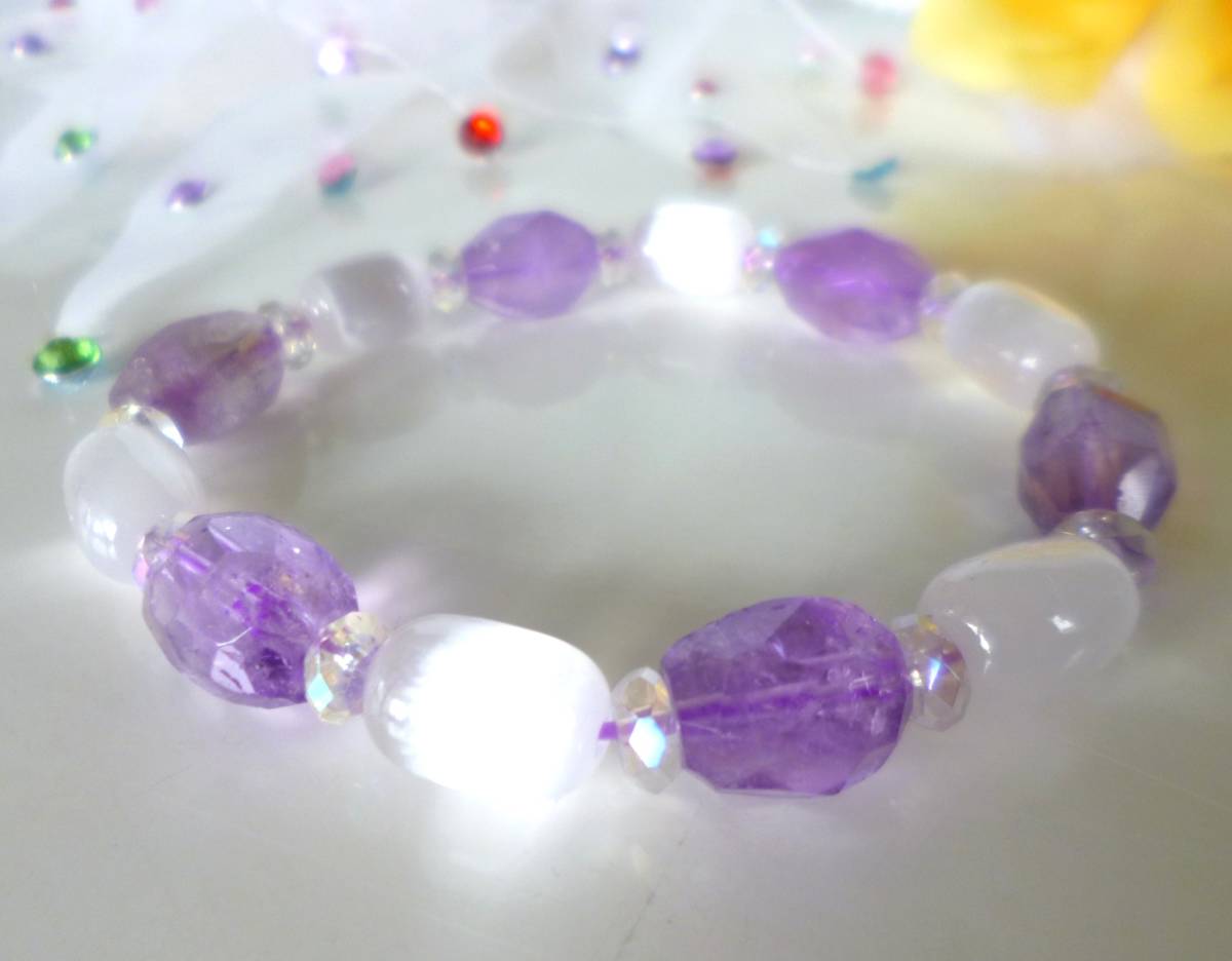 ☆愛の守護石☆心のやすらぎ☆ストレス緩和☆高品質AAA☆ピンクアメジスト☆月の女神☆セレナイト☆レインボーオーラ☆ ☆16cm☆拍卖