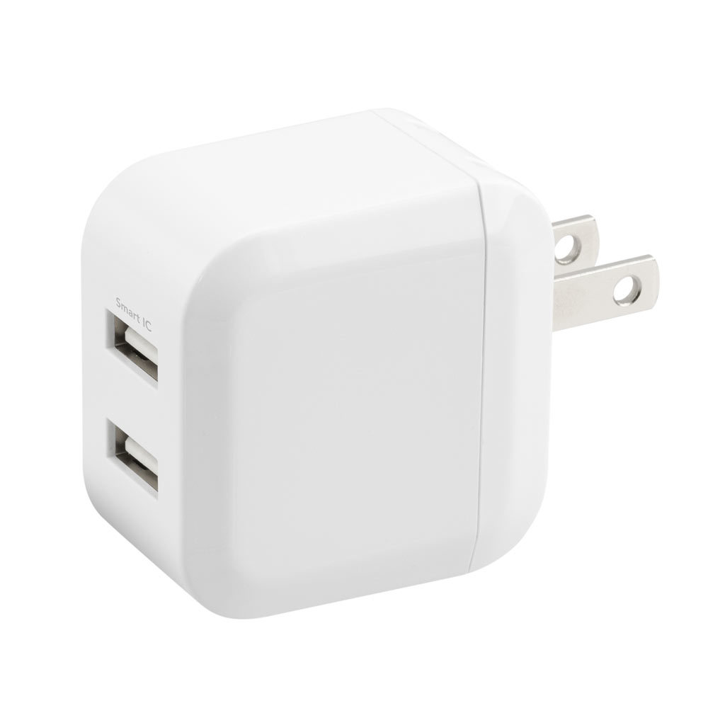 AC-USBアダプタ AC-USB充電器 2ポート 2.4Ah スマートIC ホワイト グリーンハウス/GH-ACU2H-WH/2476/送料無料メール便 箱開封発送拍卖