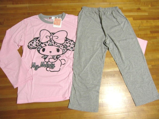 *送料無料*新品*M*マイメロディ*長袖・8分丈パンツ*パジャマ*ピンク×グレー*サンリオ*拍卖