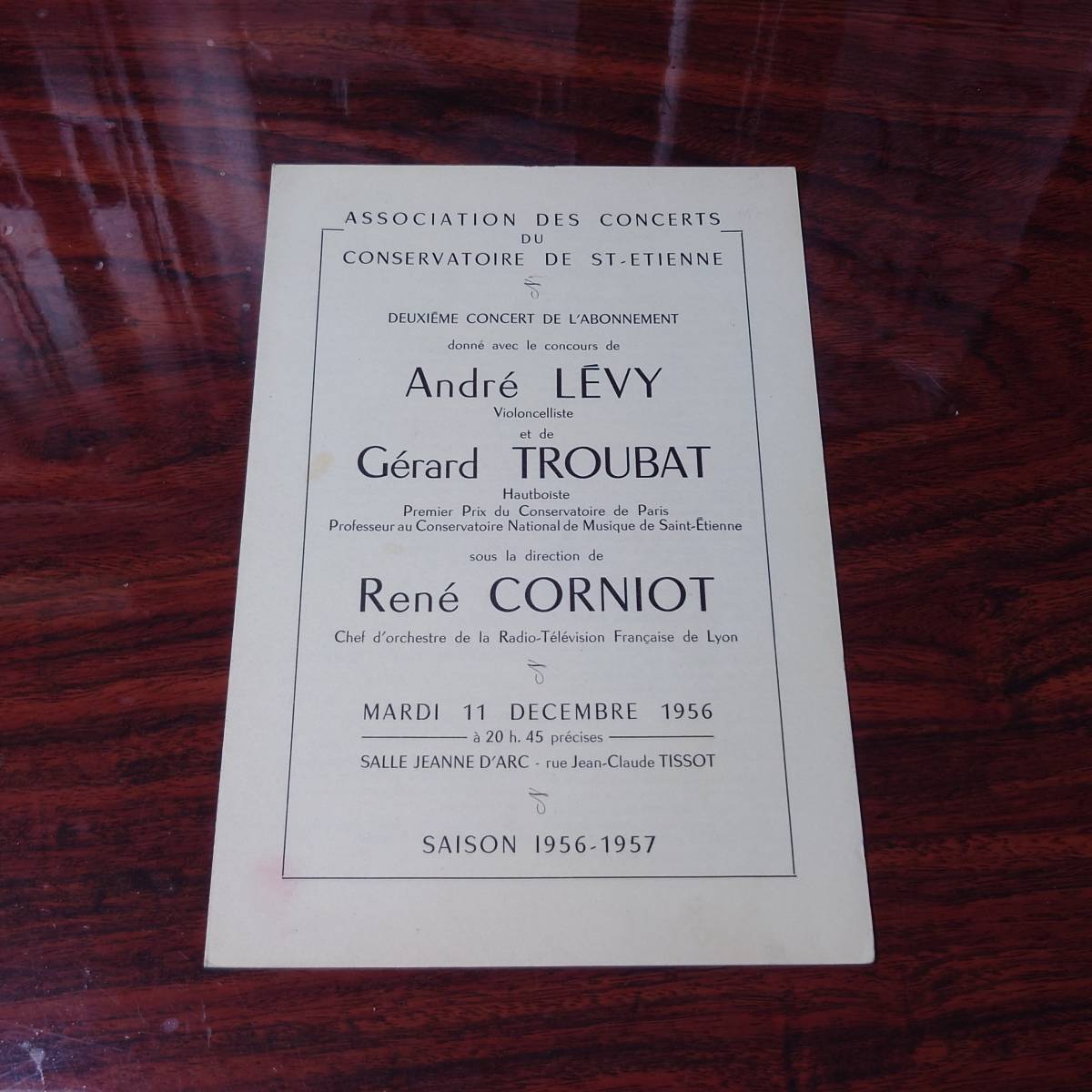 【プログラム】 「1956-57年 サン・エティエンヌ音楽院コンサート」 アンドレ・レヴィ拍卖