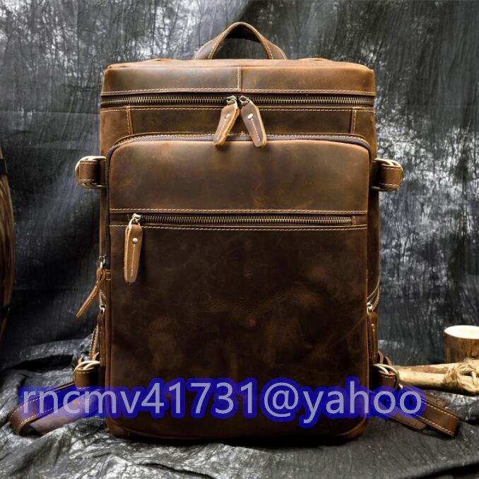 「81SHOP」強力推薦★リュック メンズ 本革 牛革 スクエア PC収納 A4 レザー 多機能 大容量 リュックサック バックパック ビジネスリュック拍卖