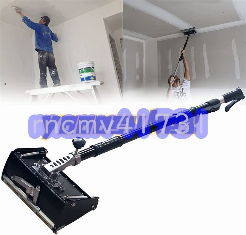 新品★実用 乾式壁フラットボックスレンダリングマシン12インチ乾式壁スクレーパーフラット仕上げボックス 106-165cm調節可能なハンドル拍卖