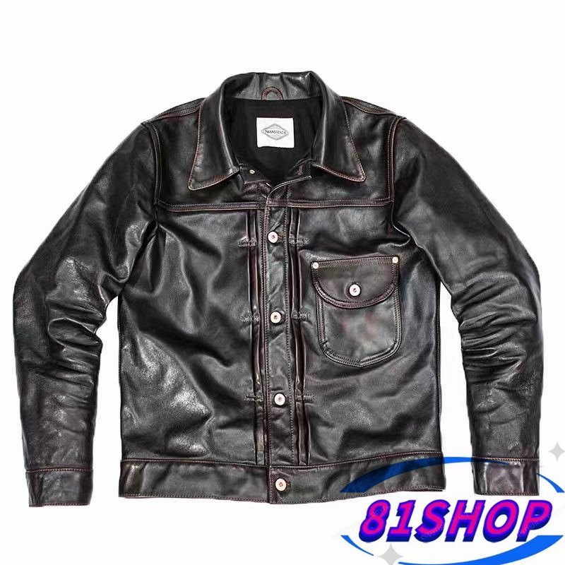 「81SHOP」茶芯ホースハイド Gジャン レザージャケット タイプ1 ライダースジャケットL サイズ選択可 馬革拍卖