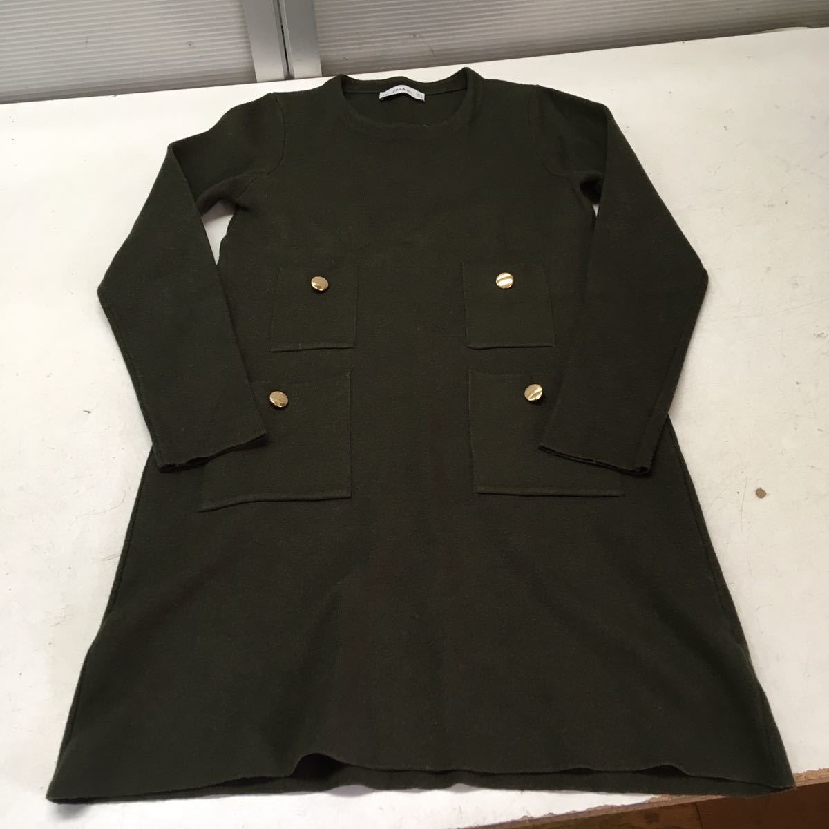 送料無料★ZARA KNIT ザラ★ニットワンピース 長袖ワンピース★Mサイズ★カーキ#50407sax拍卖