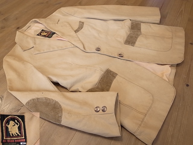 EL MAN BRAVO ビンテージ ダック地 エルボーパッチ 2釦 テーラード ジャケット ブレザー アメリカ古着 サイズ 44 XL相当拍卖