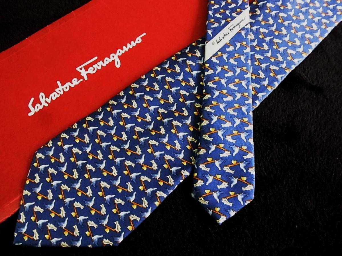 ◆SALE1073◆フェラガモ【シーソー・ペンギン・オットセイ】ネクタイ拍卖