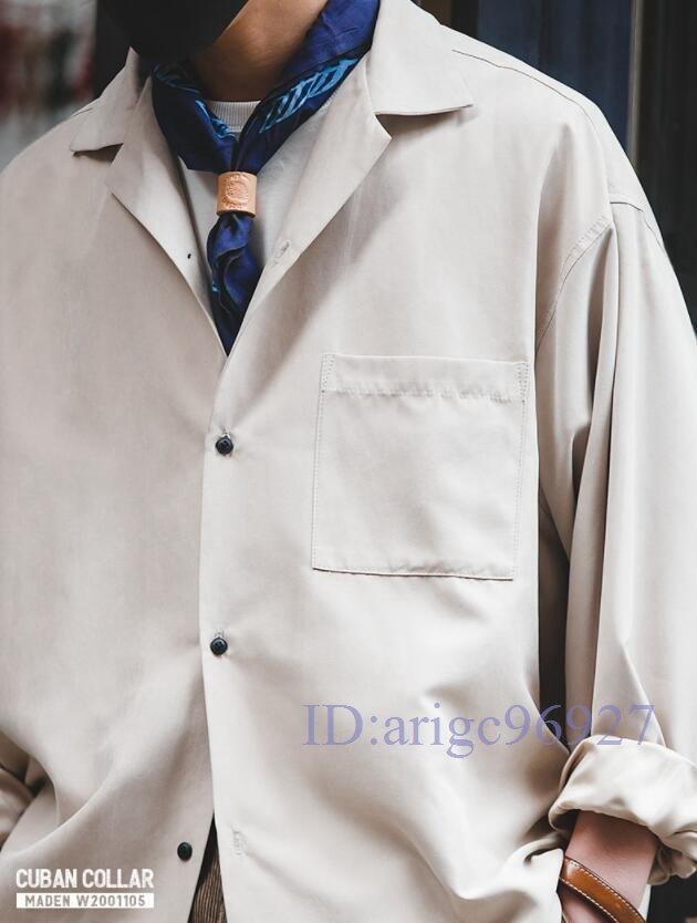 Q985☆新品今気分のサイズ感◇未使用 ヴィンテージ風 メンズ キューバシャツ /アイボリー◇オープンカラーシャツ 開襟 サイズ選択可S~2XL拍卖