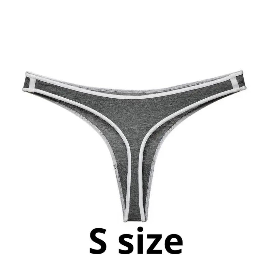 O-16.set割 Tバックショーツ レディース グレー×ホワイト S拍卖