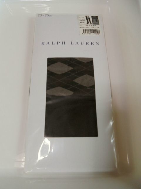 新品 RALPH LAUREN ラルフローレン アーガイル アジャスタブルニーハイ 23-25 ブラック 黒拍卖