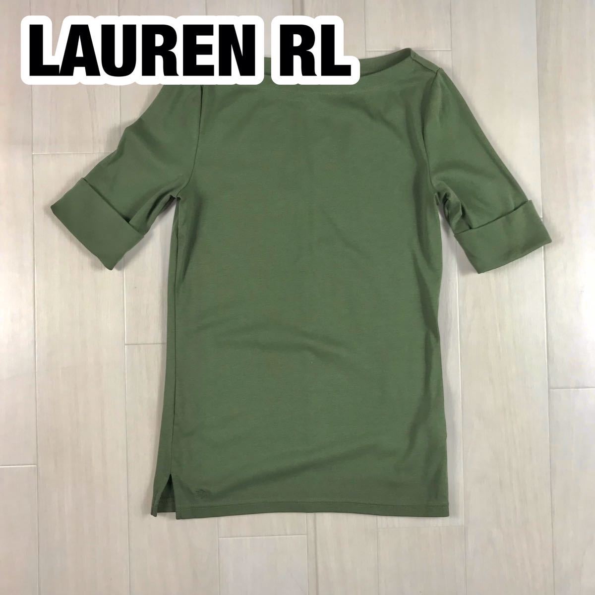 LAUREN RALPH LAUREN ローレンラルフローレン 半袖Tシャツ S グリーン 刺繍ロゴ拍卖