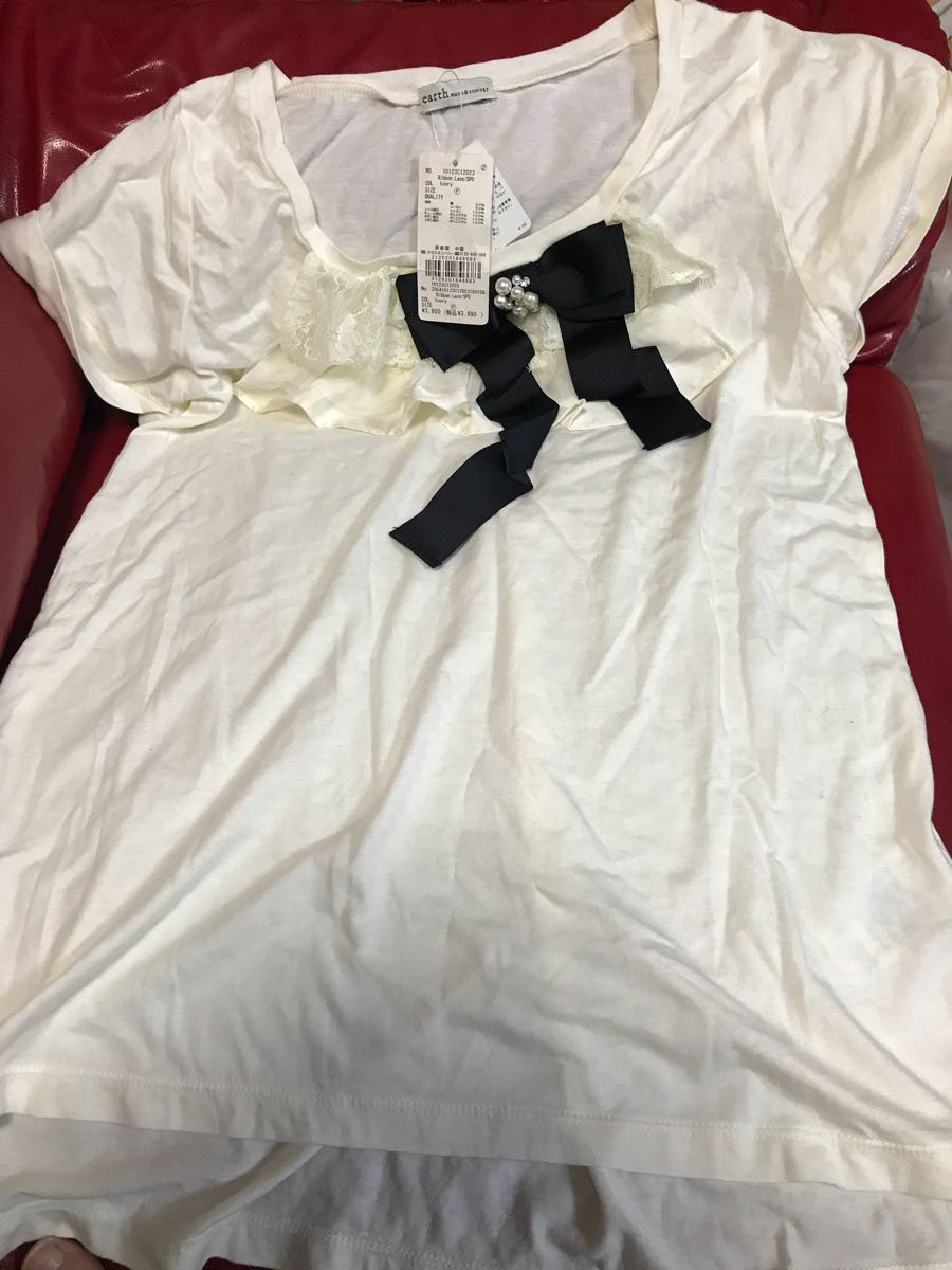 新品タグ付き!アースミュージック&エコロジー★リボン付き半袖シャツ・トップス★earth music&ecology拍卖