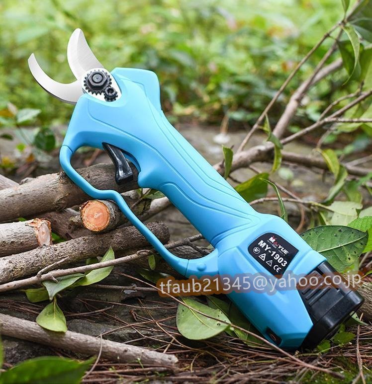 園芸 果樹用 充電式 電動 剪定ハサミ 剪定鋏 剪定ばさみ 枝切り 枝きり 16.8V リチウムイオン電池×1充電器付 鋼製 最大切断径28mm拍卖