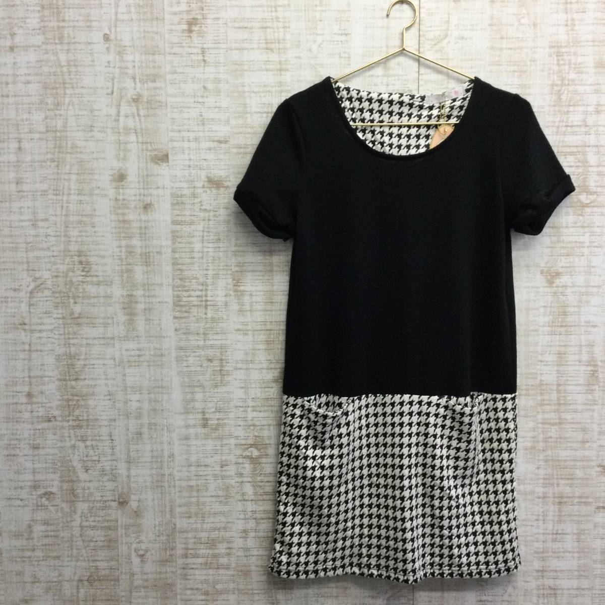 M37◇ チュニックワンピース 新品 ブラック サイズM拍卖