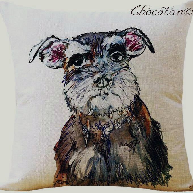 【送料無料】シュナウザー イラスト J クッションカバー 【新品】拍卖