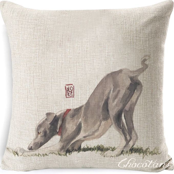 【送料無料】グレーハウンド イラスト C2 クッションカバー【新品】拍卖