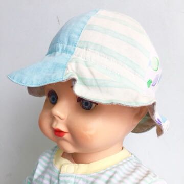 【新品未使用】Rag Pet ラグペット チューリップハット リバーシブル 水色 ブルー パッチワーク ボーダー ベビー 44cm ラグマート 帽子拍卖