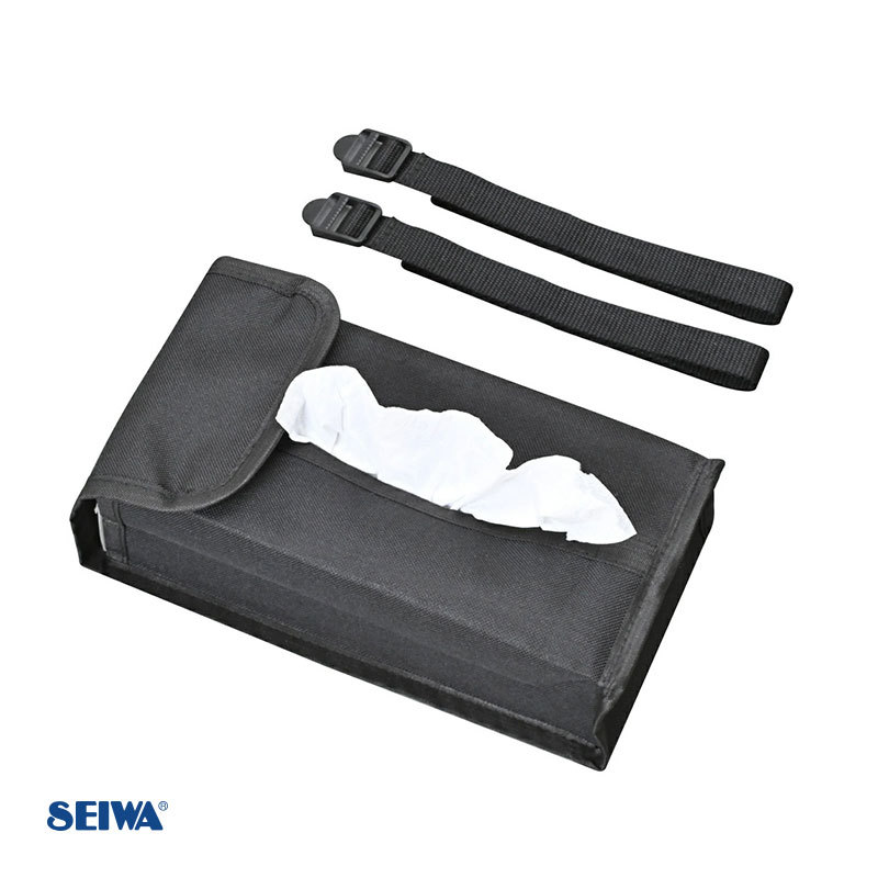 4WAY ティッシュカバー2 車内収納 BOXティッシュ収納 ベルト付き ヘッドレスト等に 固定ベロ付 ブラック セイワ/SEIWA WA104拍卖